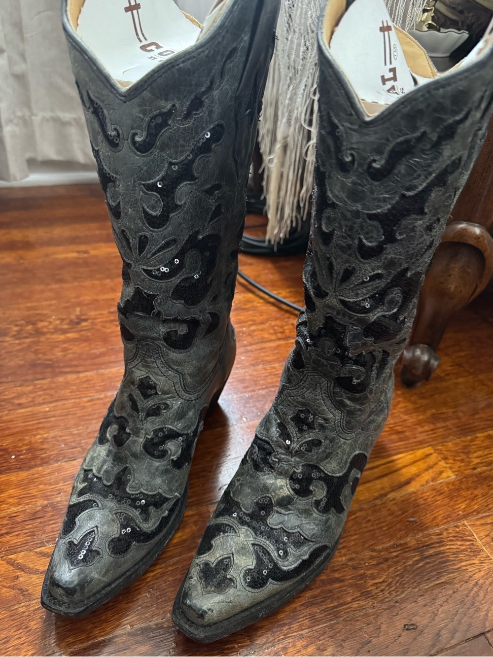 Women's Black Embroidered Over-the-Knee Western Boots